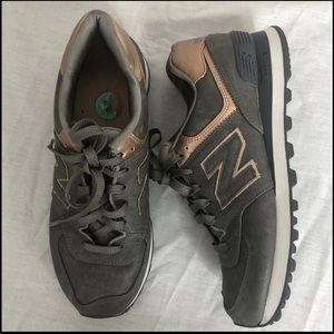 Women's New Balance 574 Rose Gold Gray Athletic Shoes Sneakers Sz 8 WL574PBG